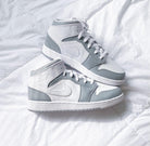 White Swoosh Grey Custom Air Jordan 1-shecustomize