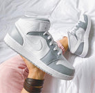 White Swoosh Grey Custom Air Jordan 1-shecustomize