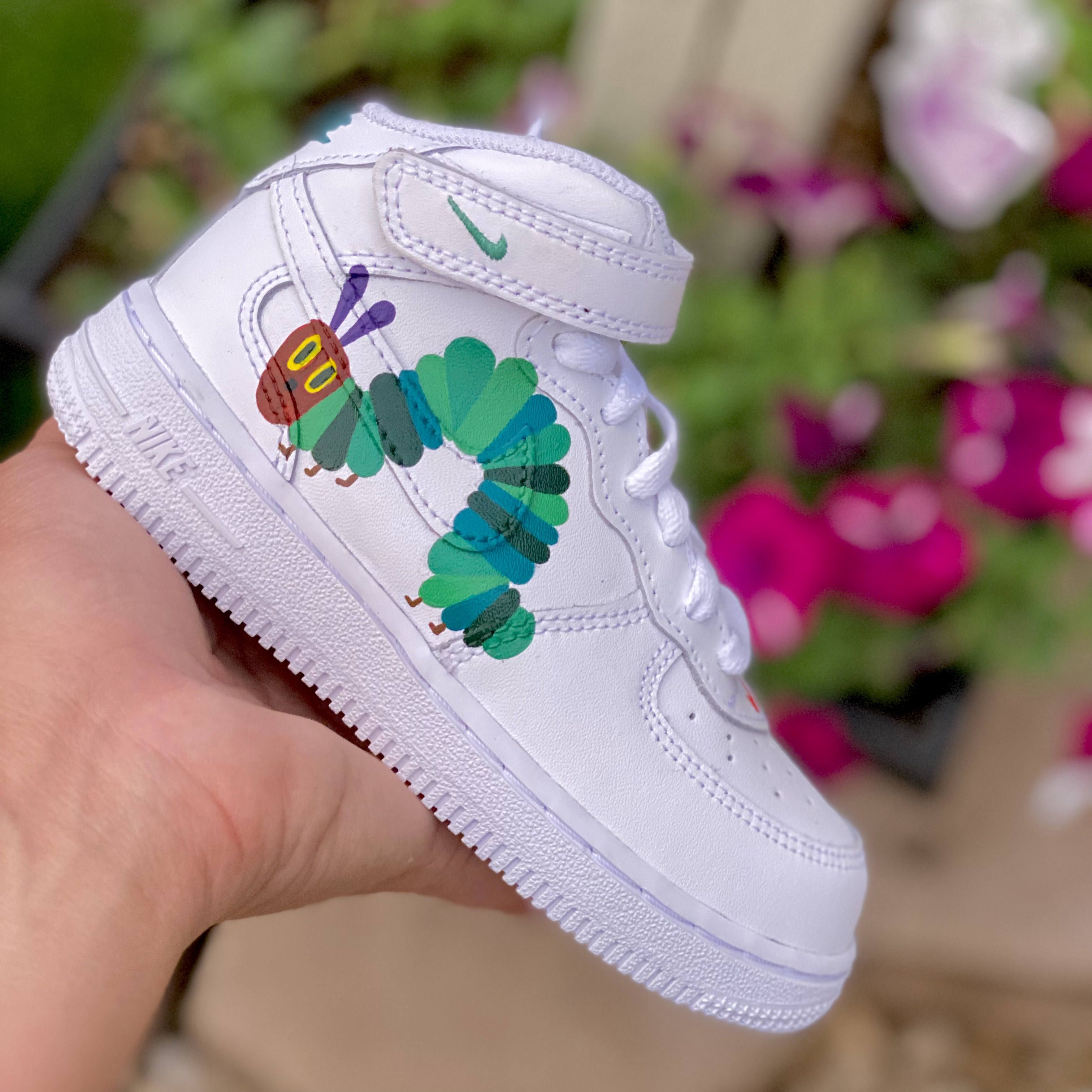 White Very Hungry Caterpillar Custom Air Force 1-shecustomize