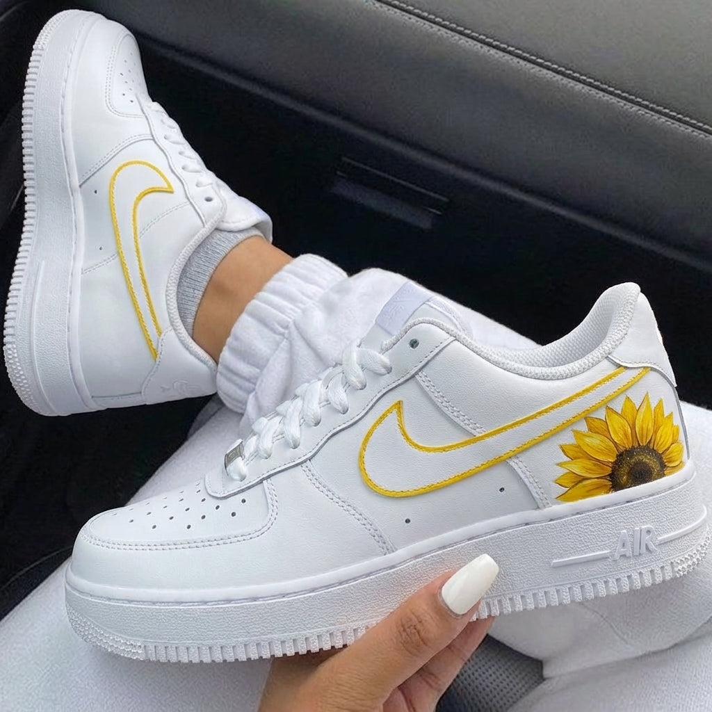 White Yellow Sunflower Custom Air Force 1-shecustomize