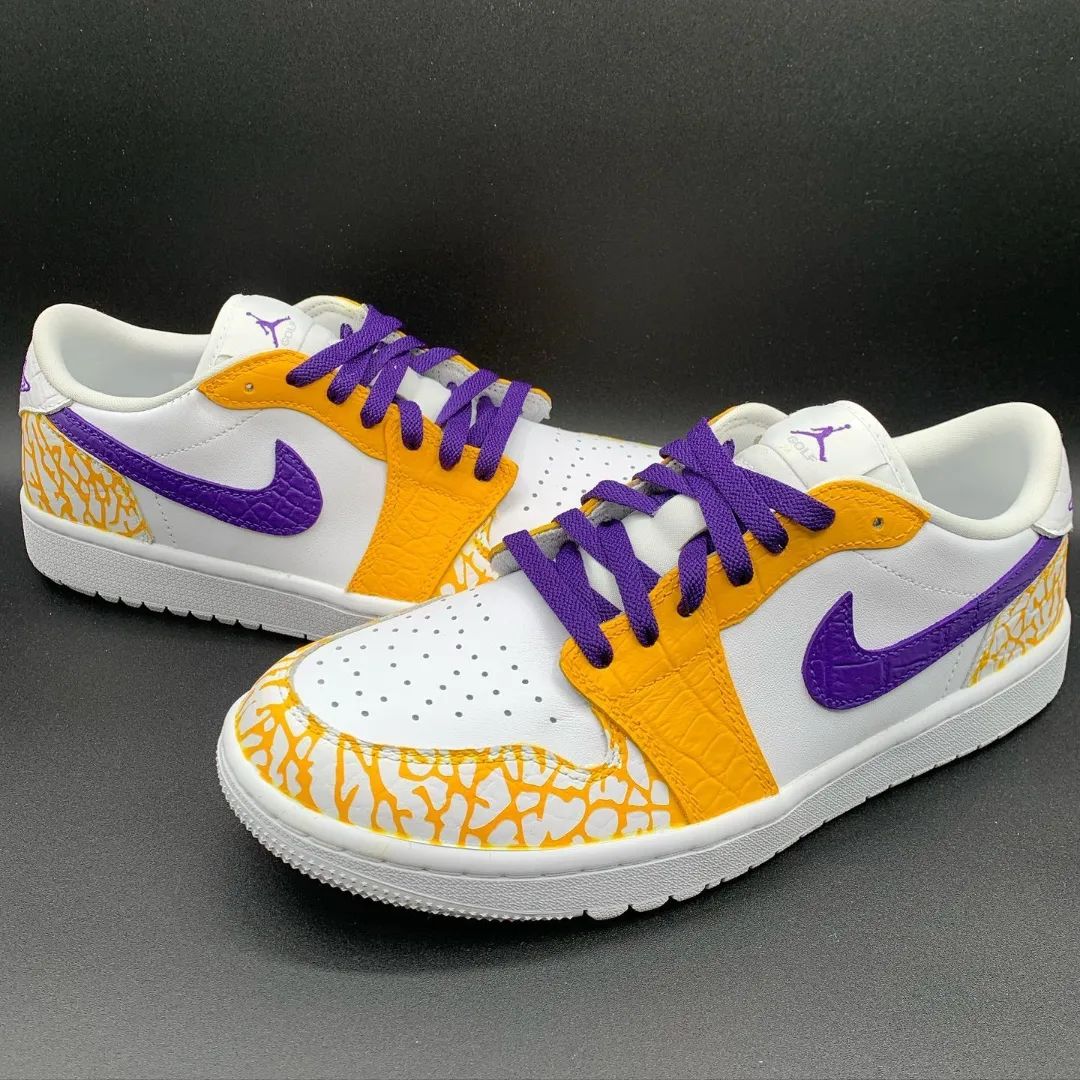 Yellow Purple Crackle Custom Air Jordan 1-shecustomize