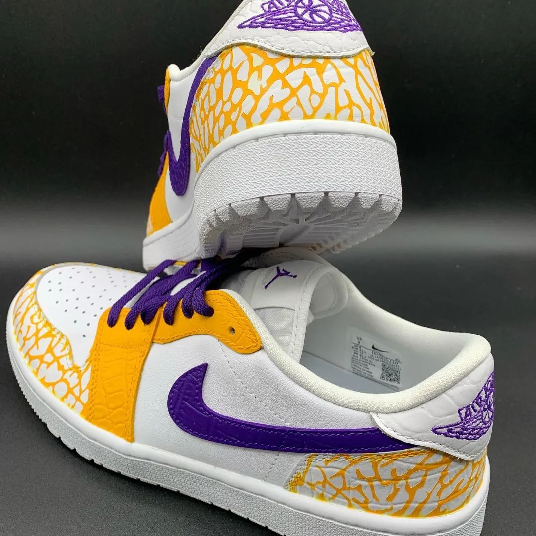 Yellow Purple Crackle Custom Air Jordan 1-shecustomize