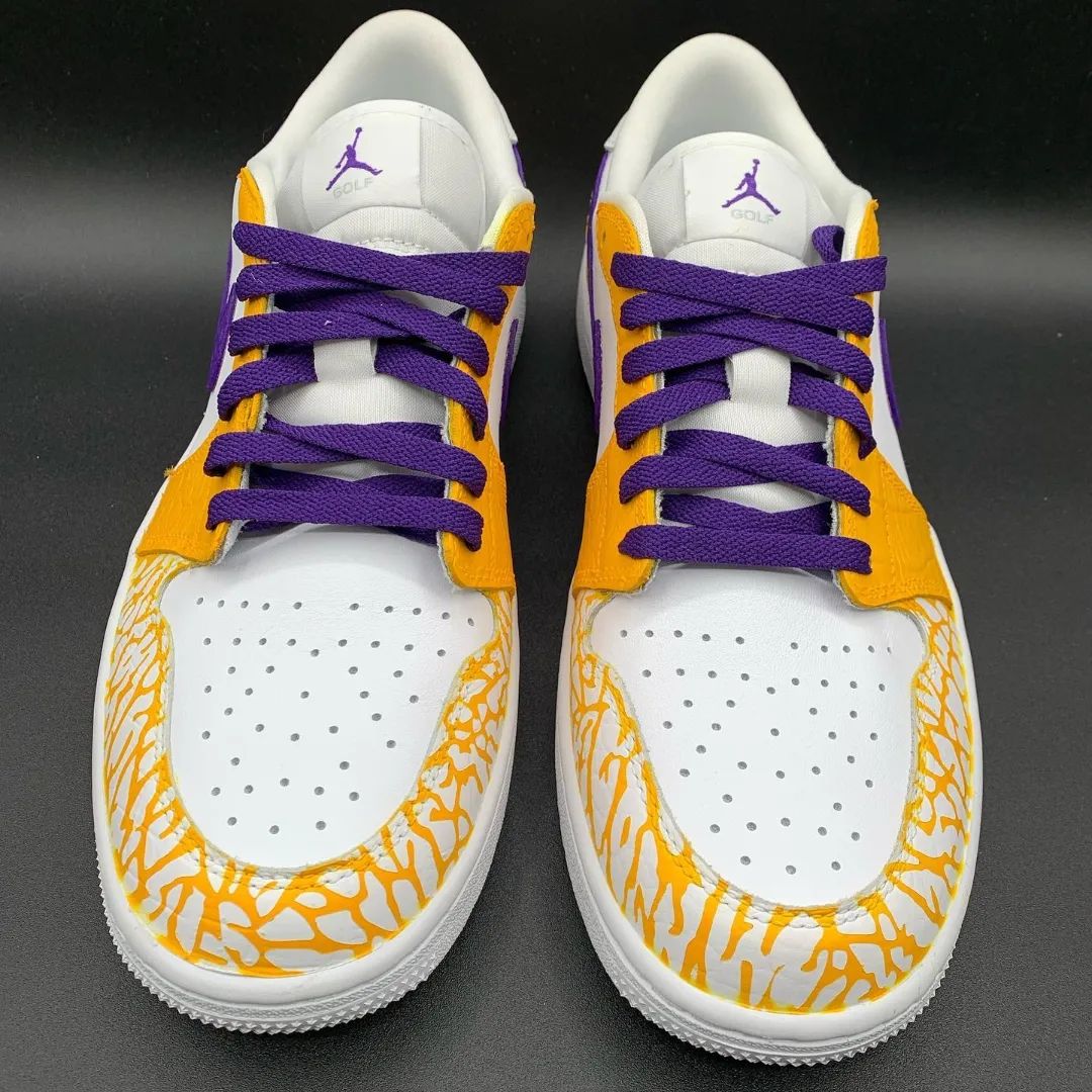 Yellow Purple Crackle Custom Air Jordan 1-shecustomize