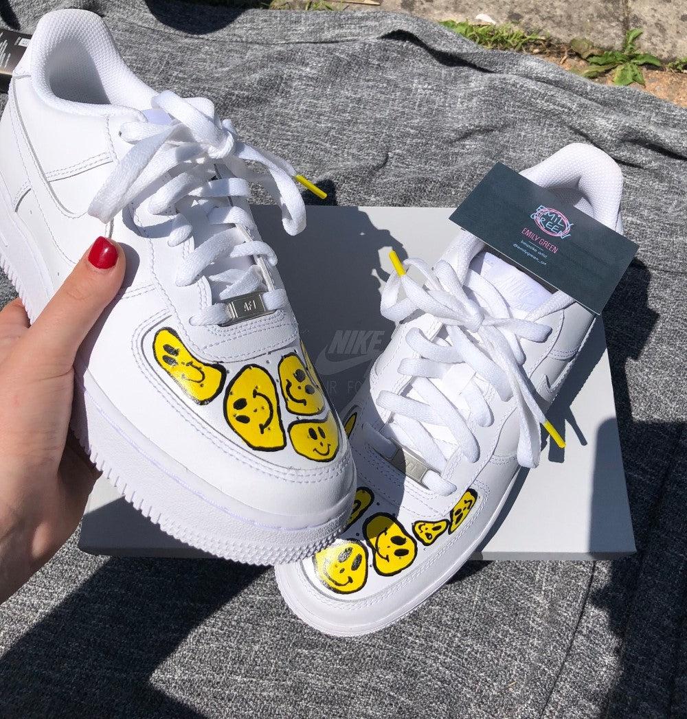 Yellow Smile Face Happy Face Custom Air Force 1-shecustomize