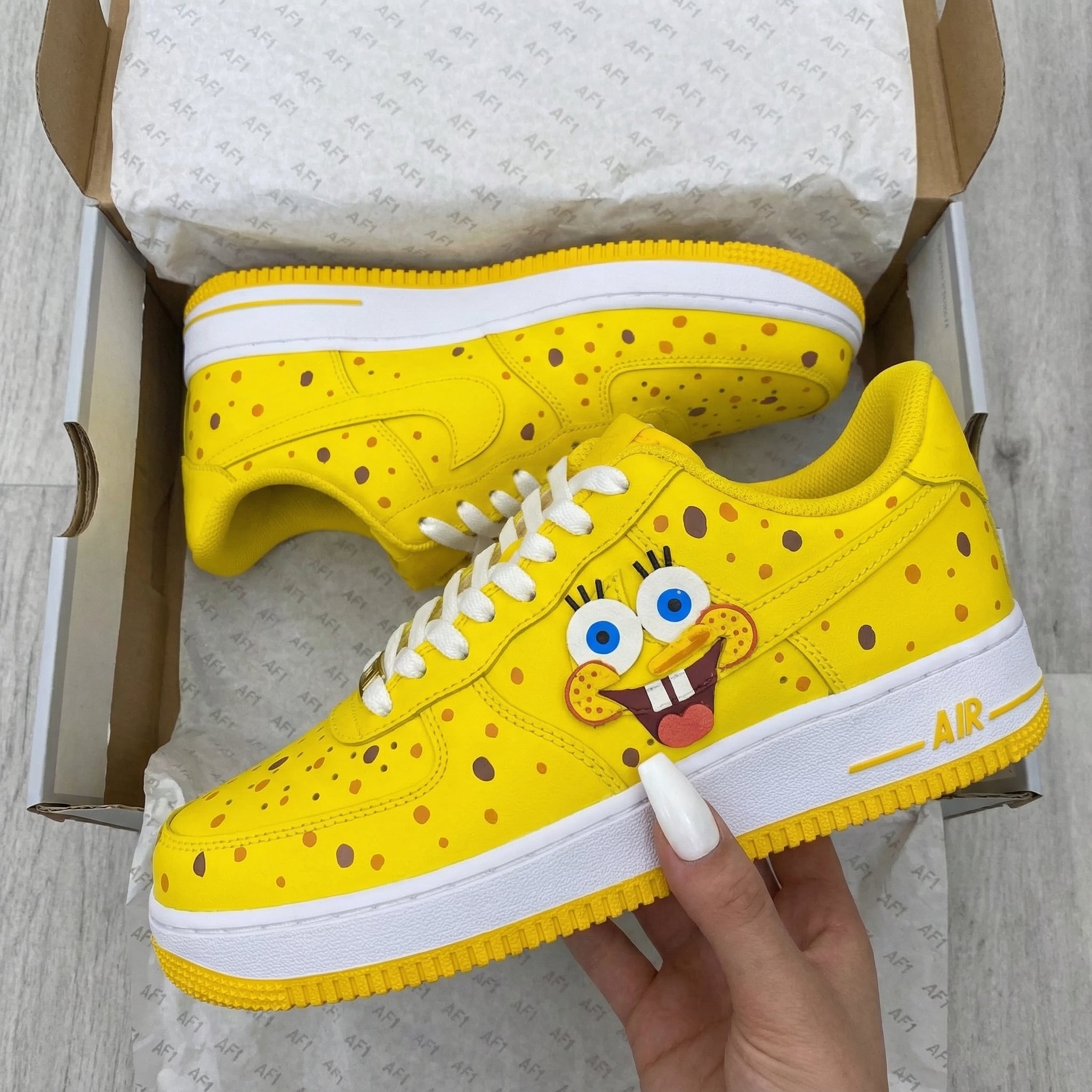 Yellow SpongeBob Themed Custom Air Force 1-shecustomize