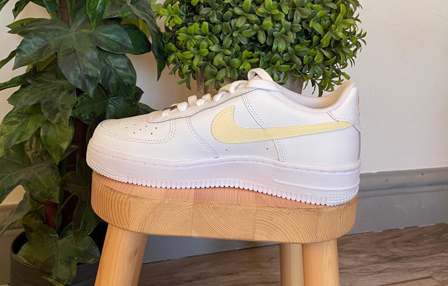 Yellow Swoosh Custom Air Force 1-shecustomize