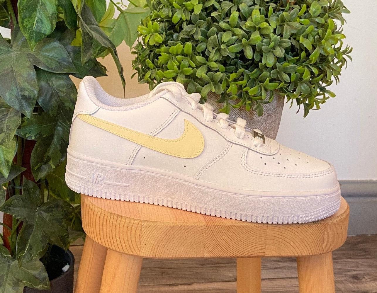 Yellow Swoosh Custom Air Force 1-shecustomize