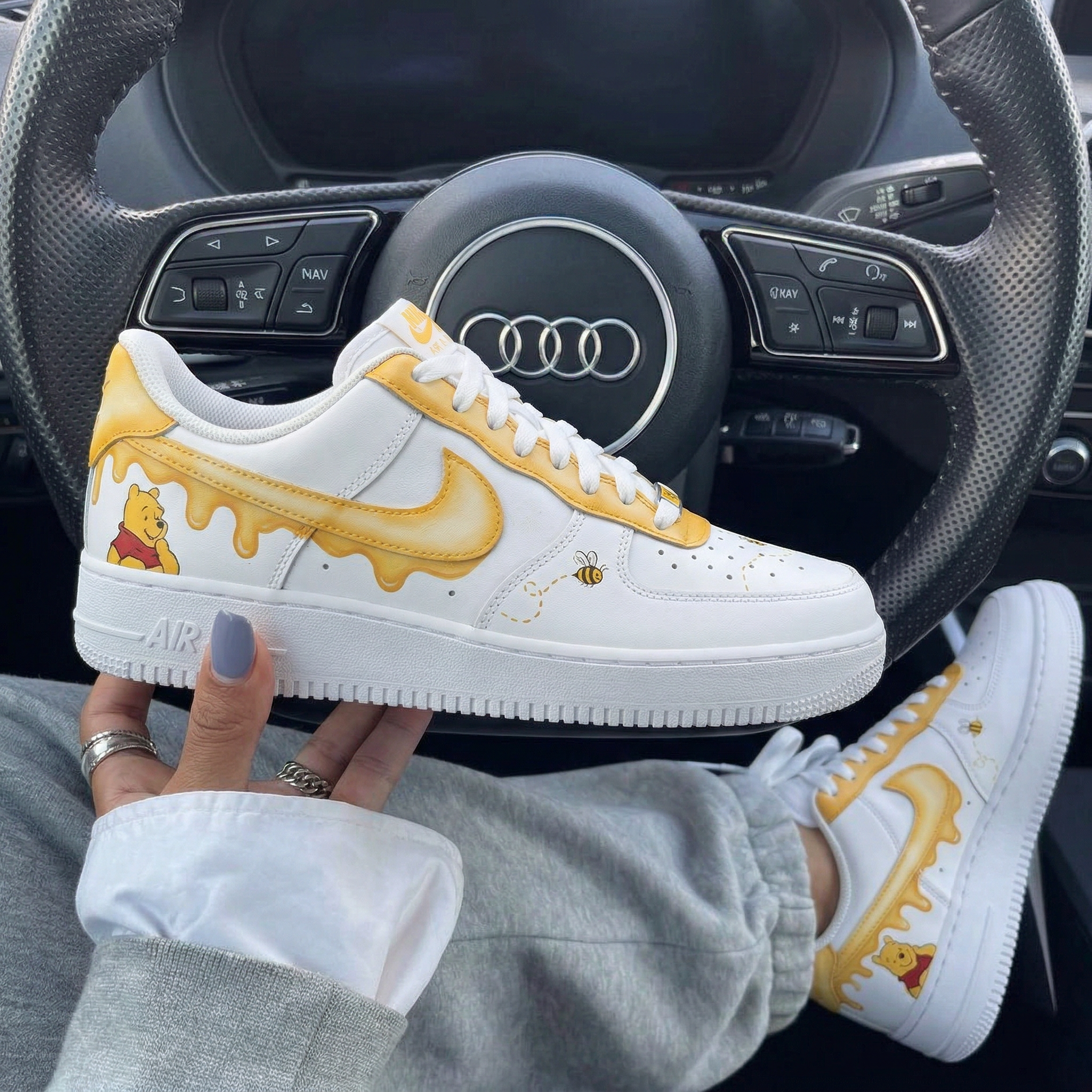 Yellow Winnie The Pooh Honey Drip Bees Custom Air Force 1-shecustomize