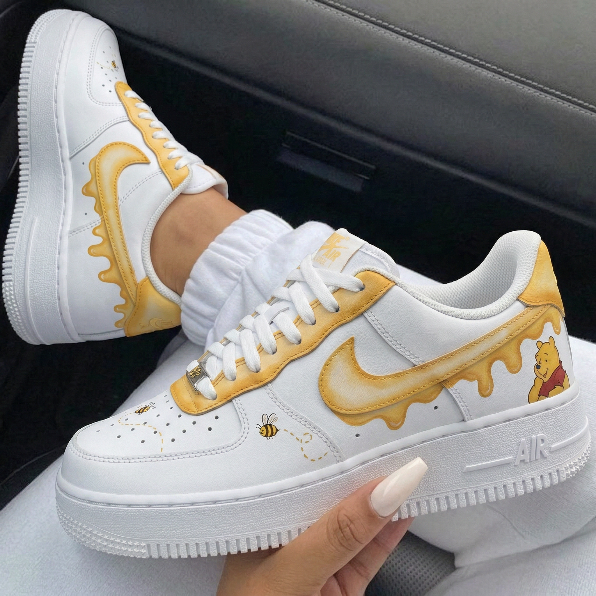 Yellow Winnie The Pooh Honey Drip Bees Custom Air Force 1-shecustomize