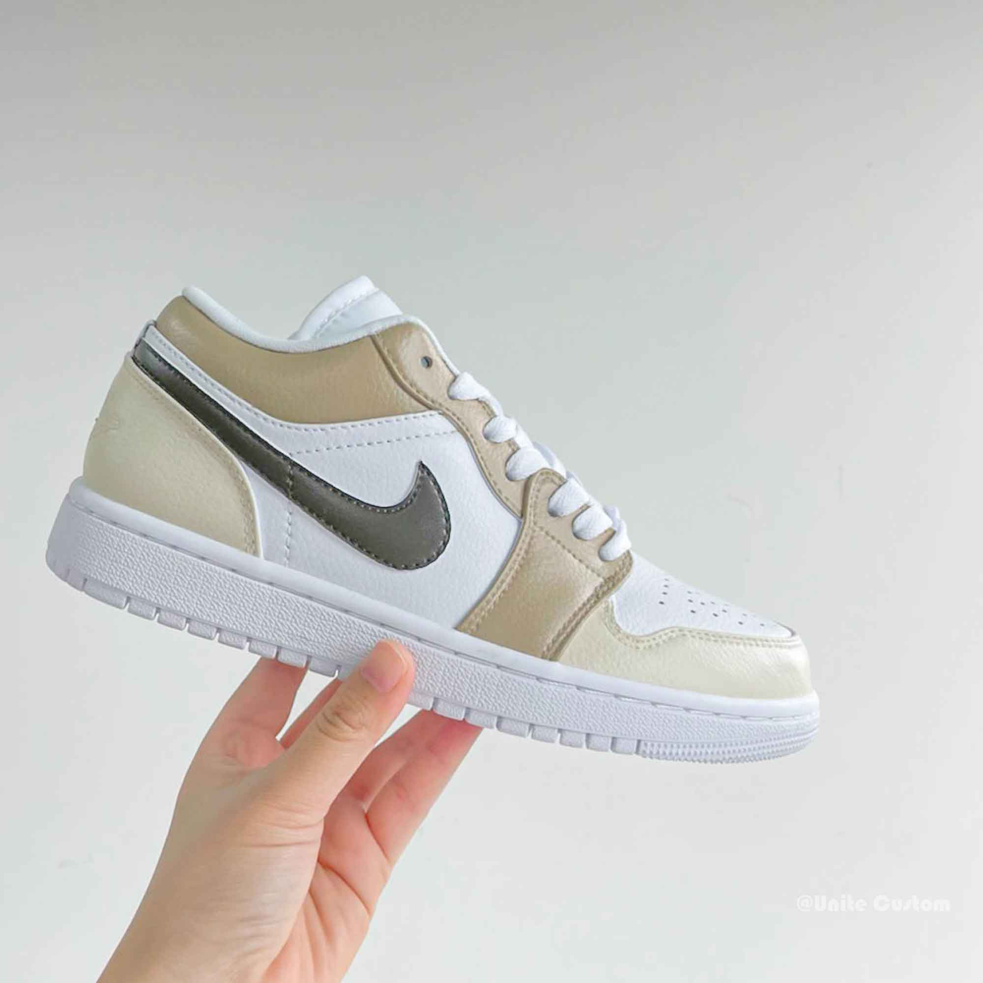 Beige Custom Air Jordan 1-shecustomize
