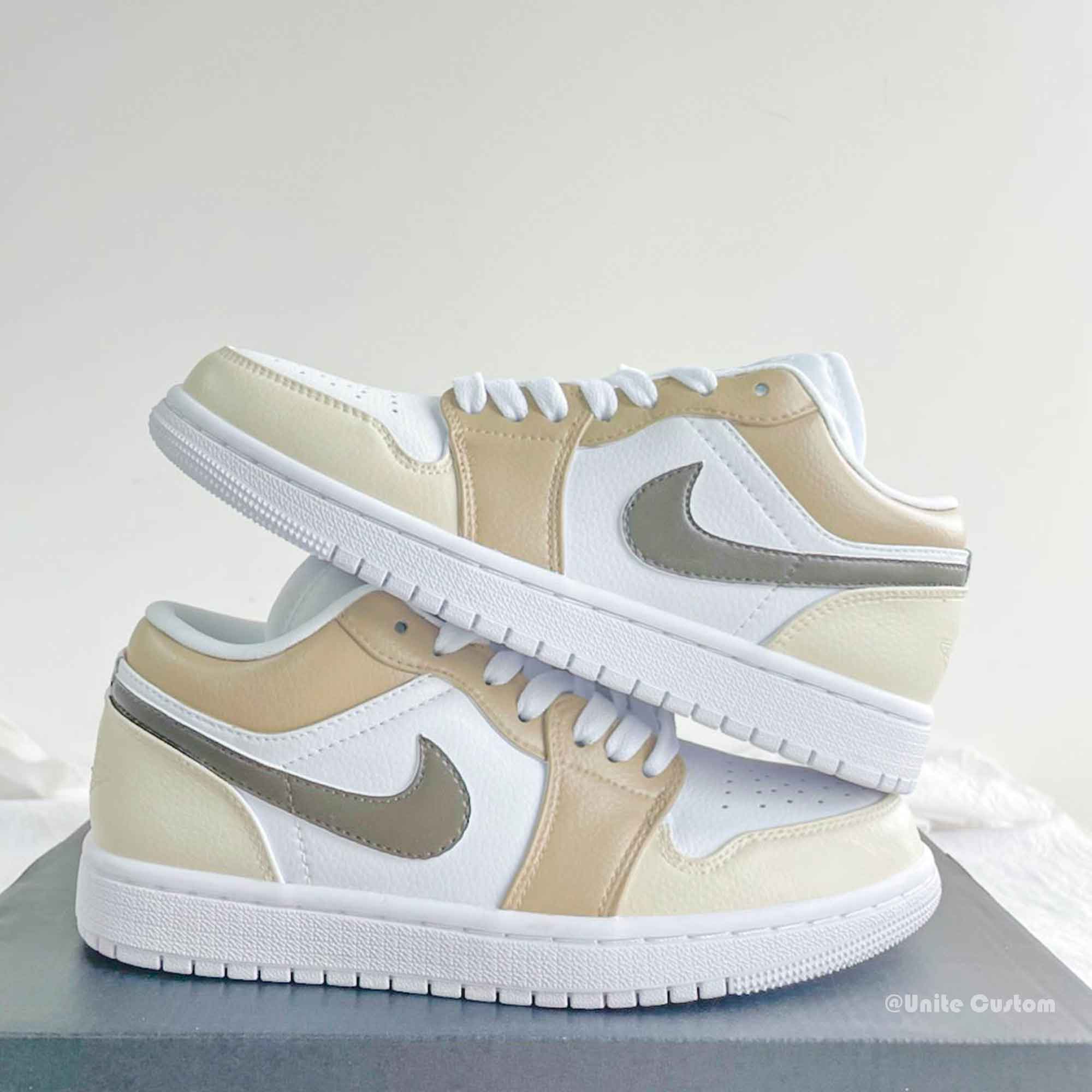 Beige Custom Air Jordan 1-shecustomize