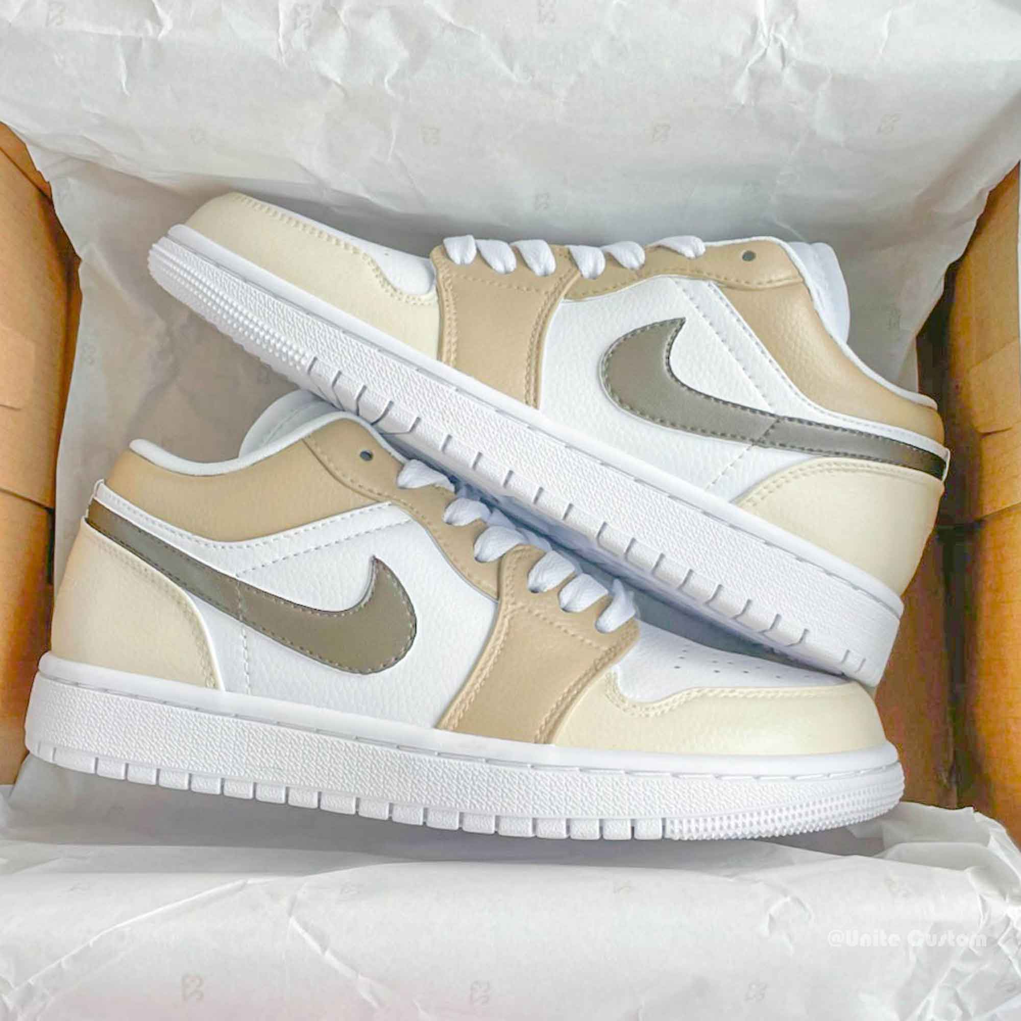Beige Custom Air Jordan 1-shecustomize