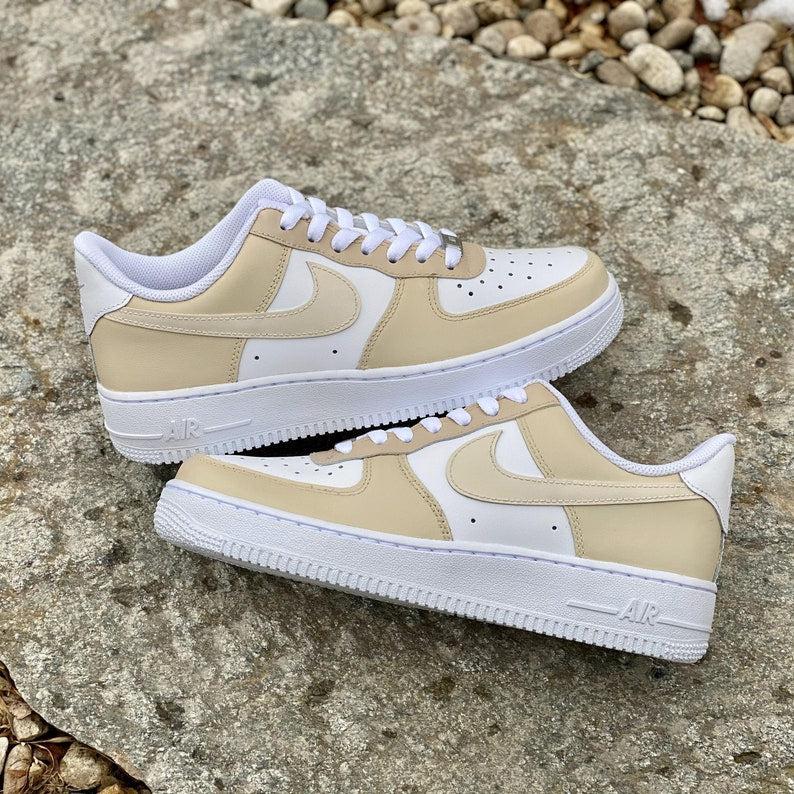 Beige Custom Nike Air Force Ones-shecustomize