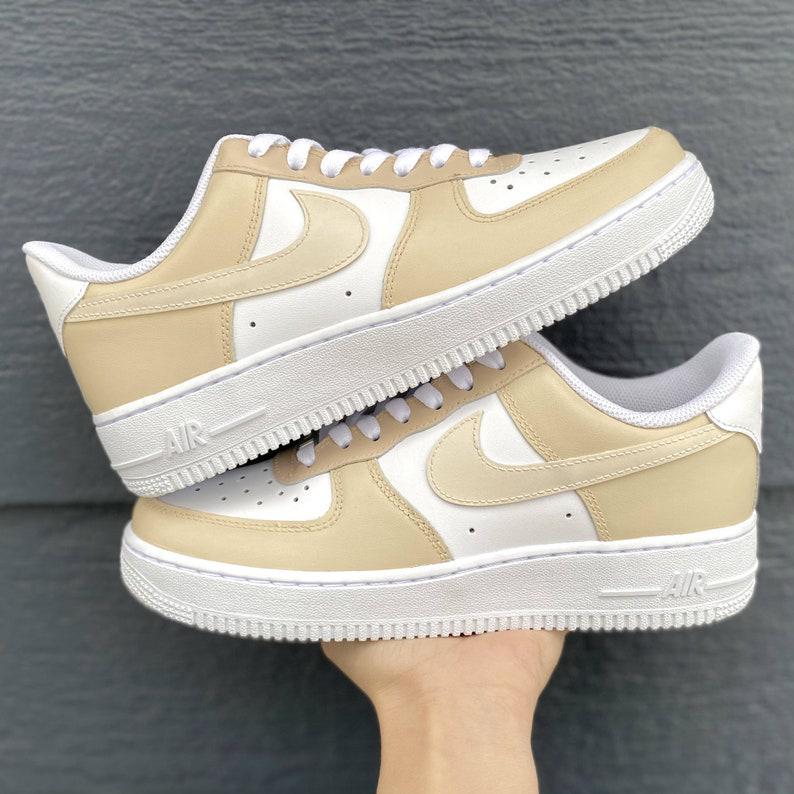 Beige Custom Nike Air Force Ones-shecustomize