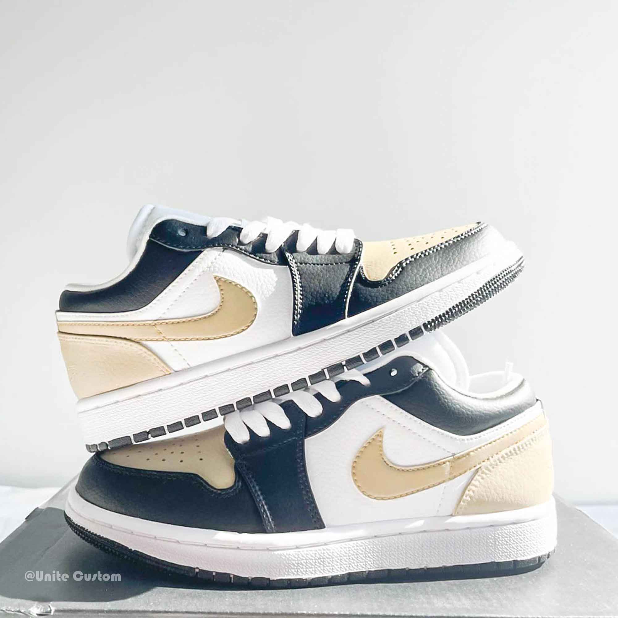 Black Beige Custom Air Jordan 1 Low-shecustomize