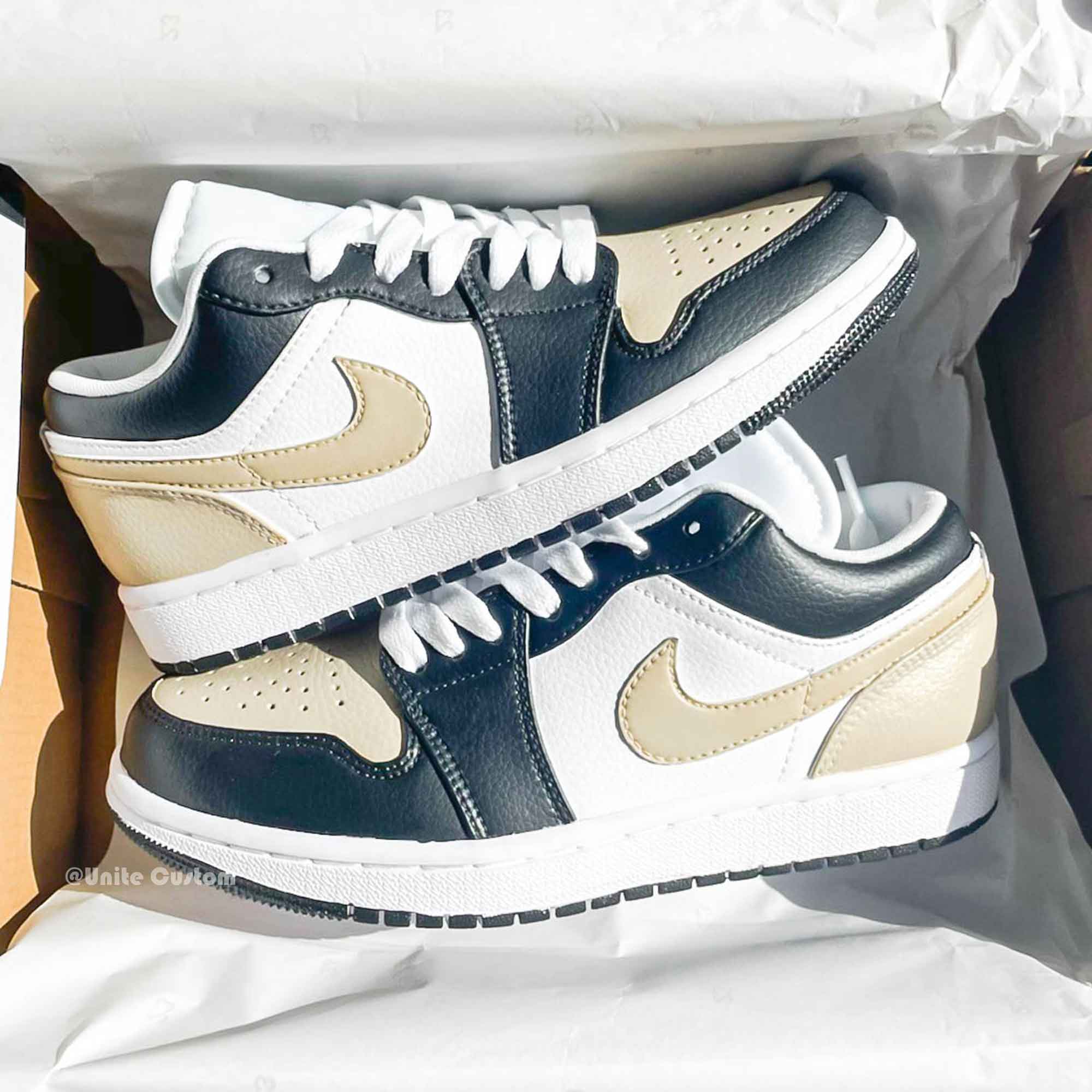 Black Beige Custom Air Jordan 1 Low-shecustomize