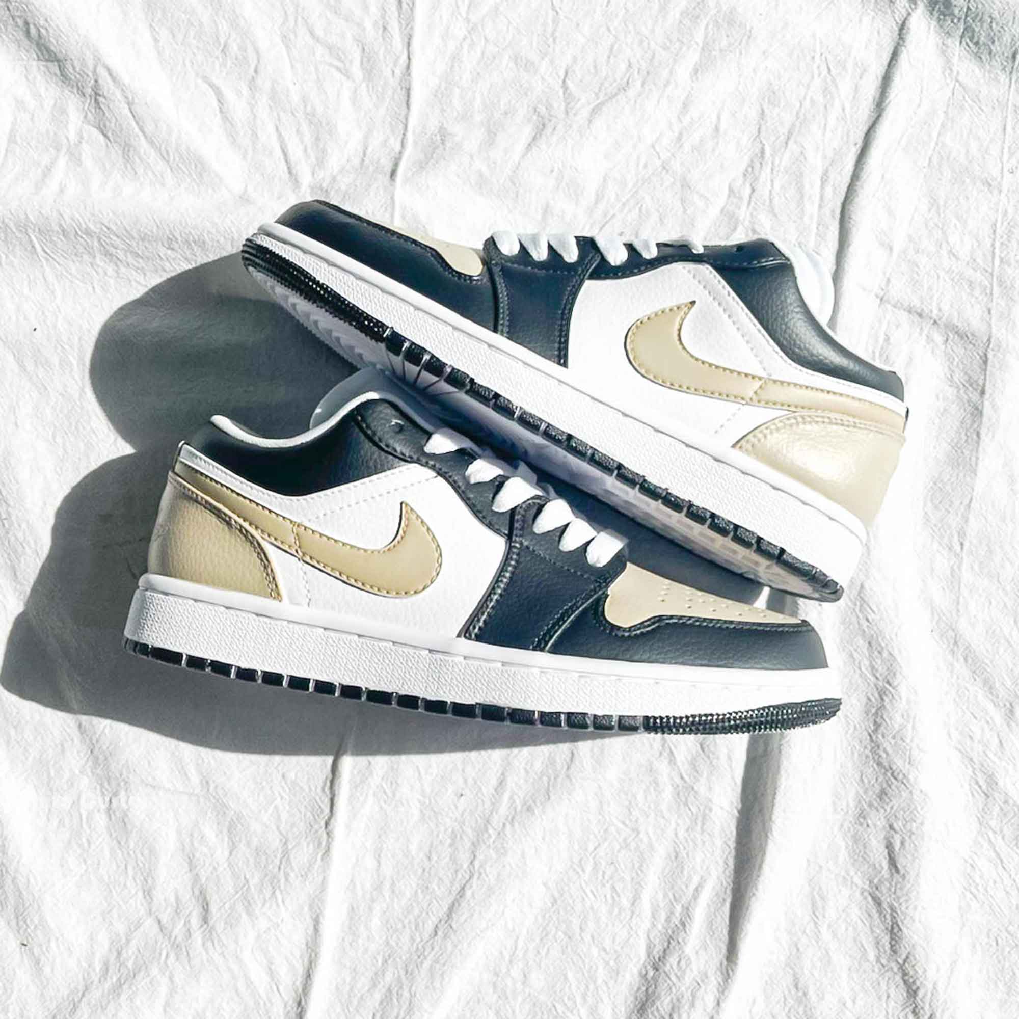 Black Beige Custom Air Jordan 1 Low-shecustomize