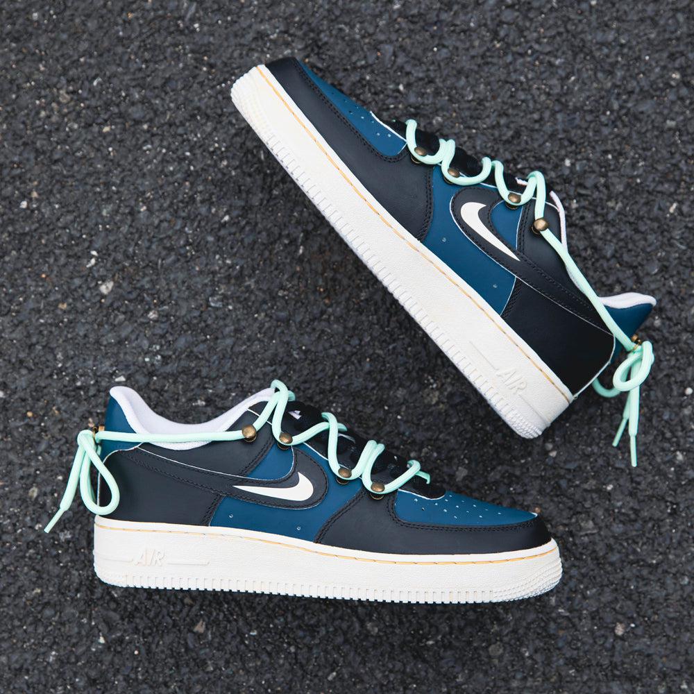 Black Blue Air Force 1s Custom Shoes Sneakers-shecustomize