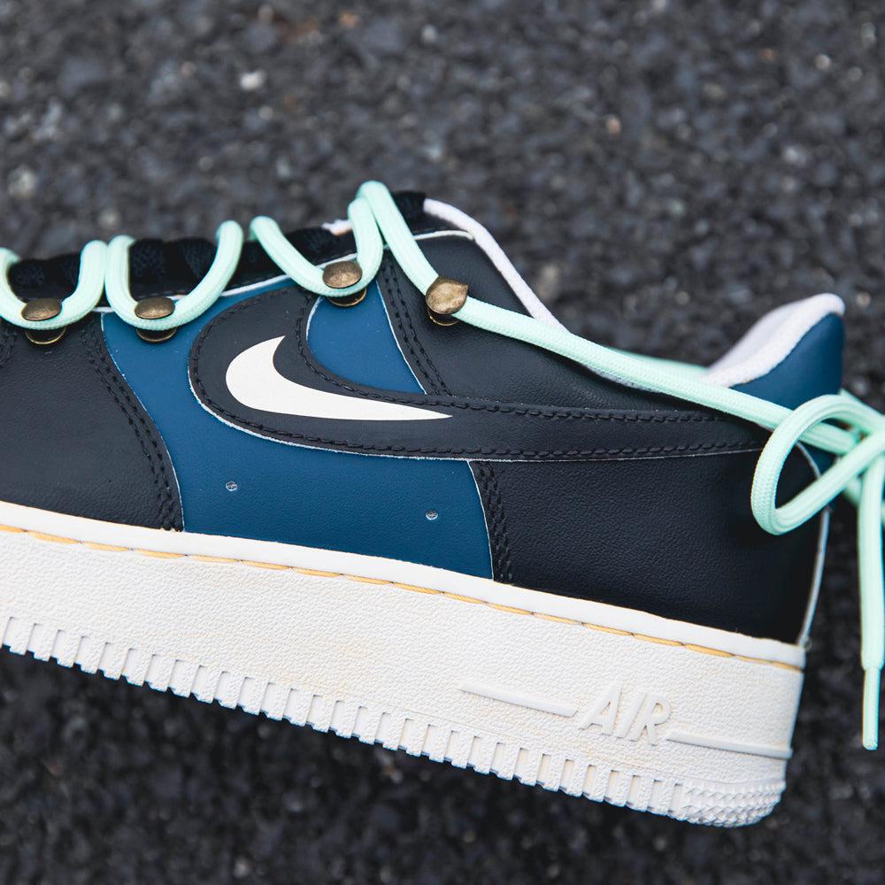 Black Blue Air Force 1s Custom Shoes Sneakers-shecustomize