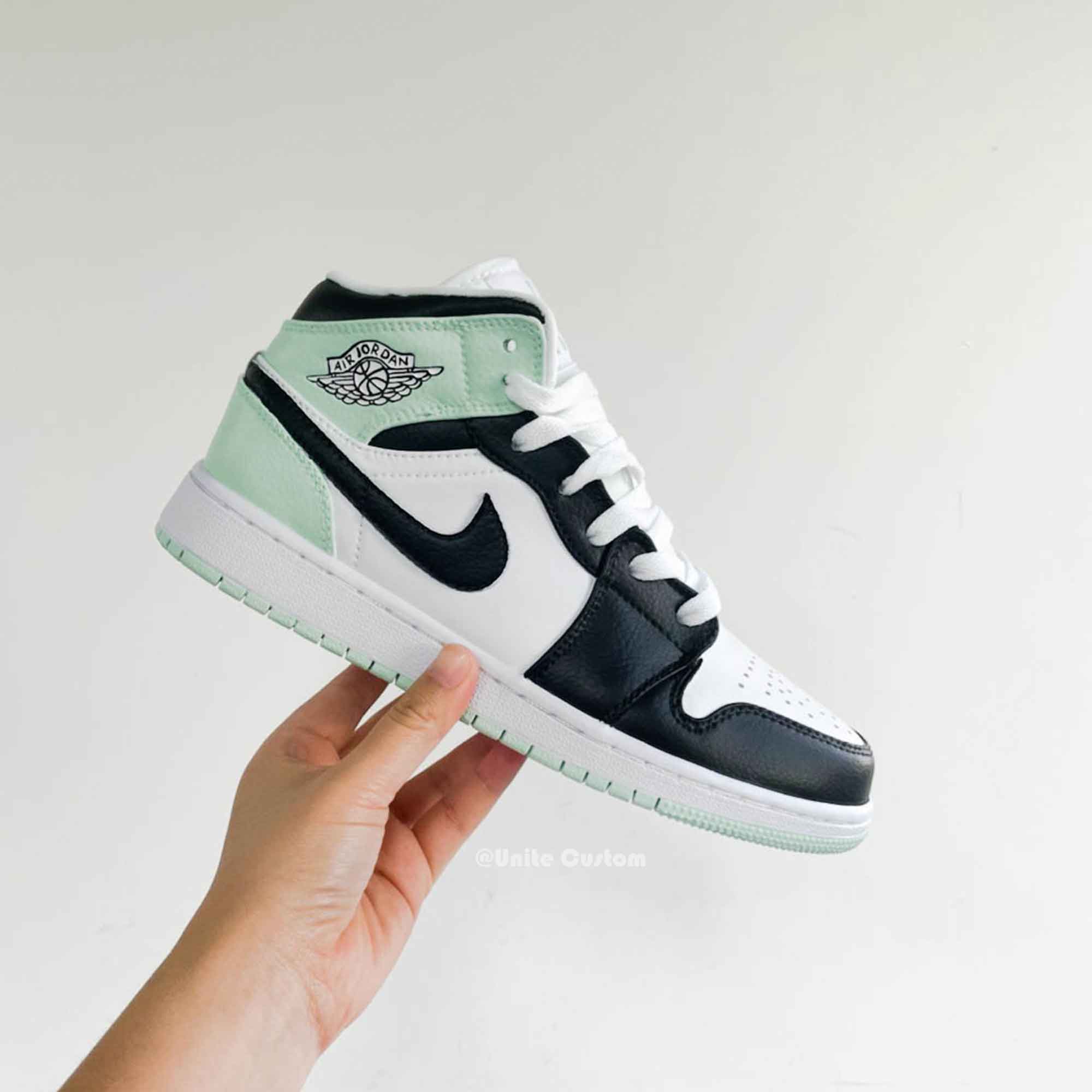 Black Green Custom Air Jordan 1-shecustomize