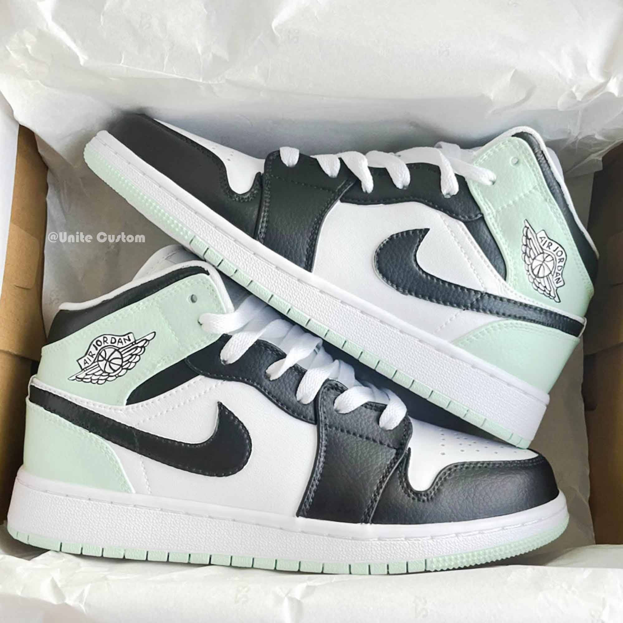 Black Green Custom Air Jordan 1-shecustomize