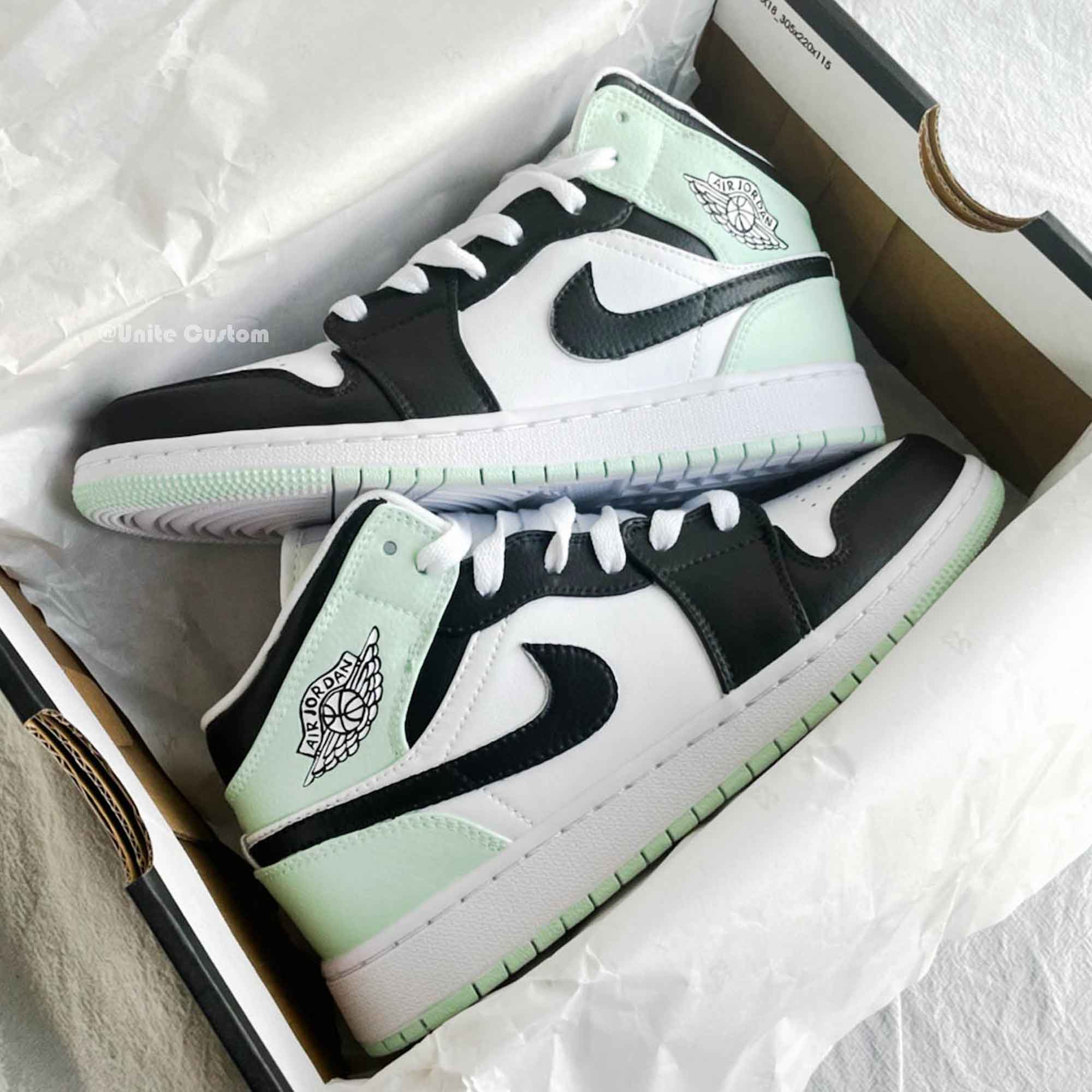 Black Green Custom Air Jordan 1-shecustomize