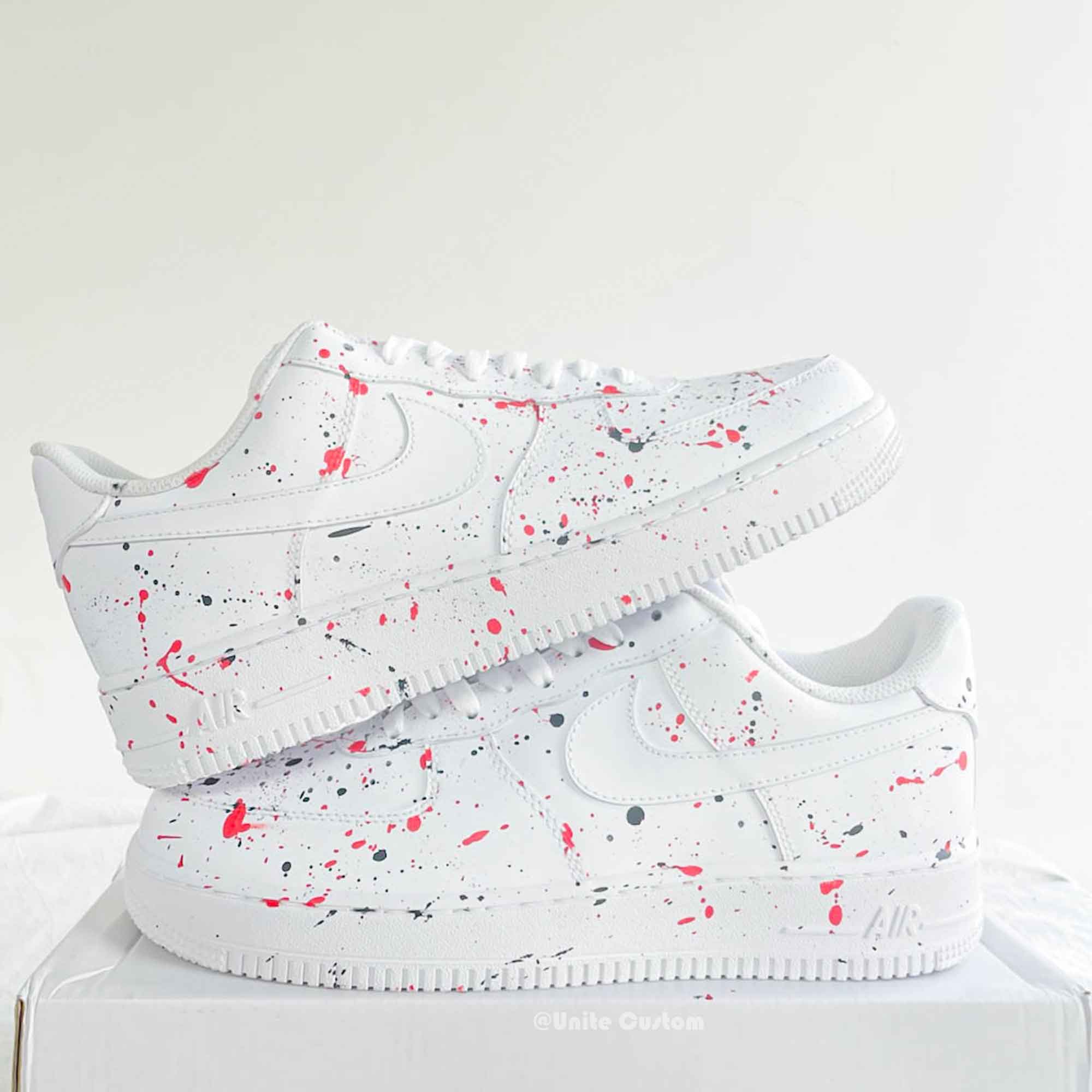 Black Red Splash Custom Air Force 1-shecustomize