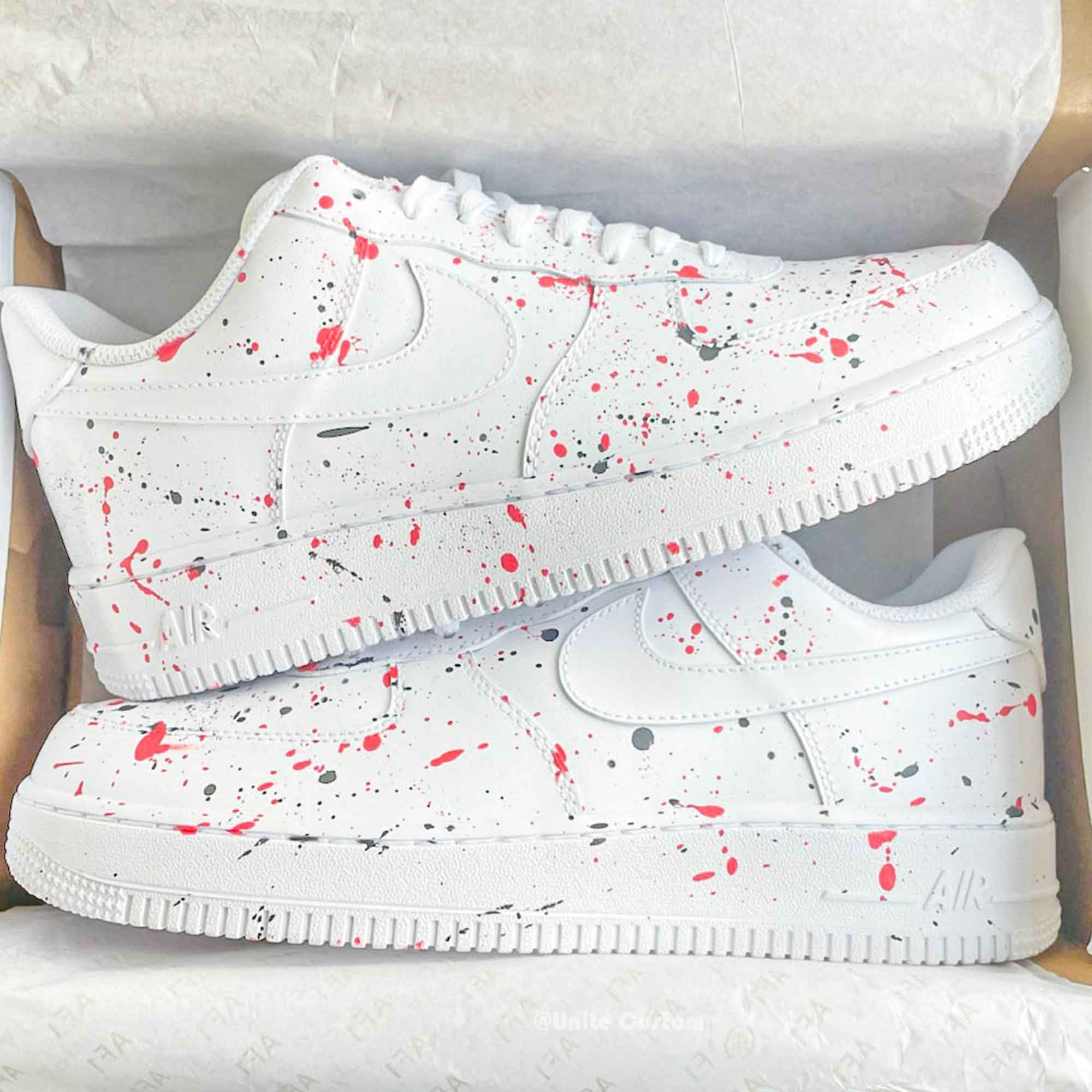 Black Red Splash Custom Air Force 1-shecustomize