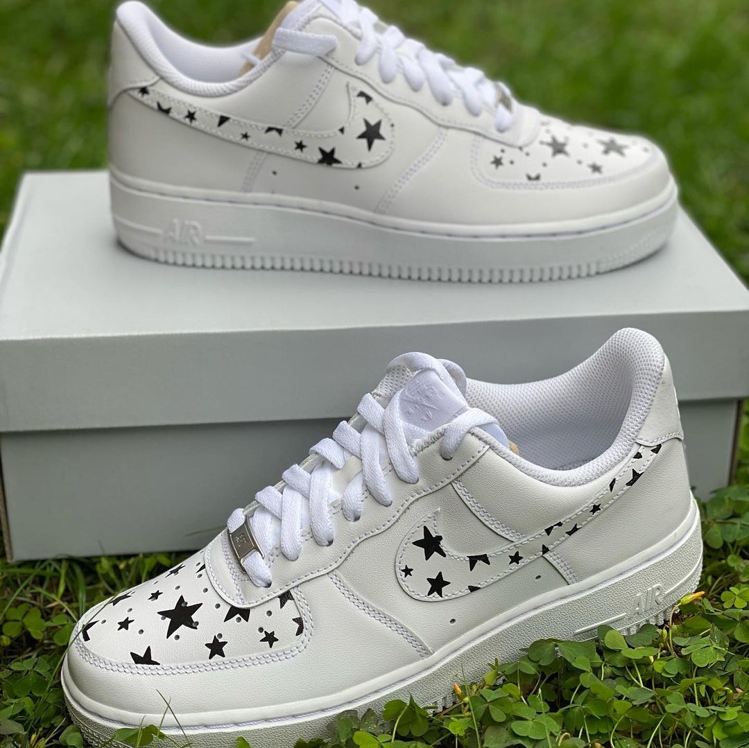 Black Stars Custom Air Force 1’s-shecustomize