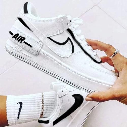 Black White Air Force 1s Shadow Custom Shoes Sneakers-shecustomize