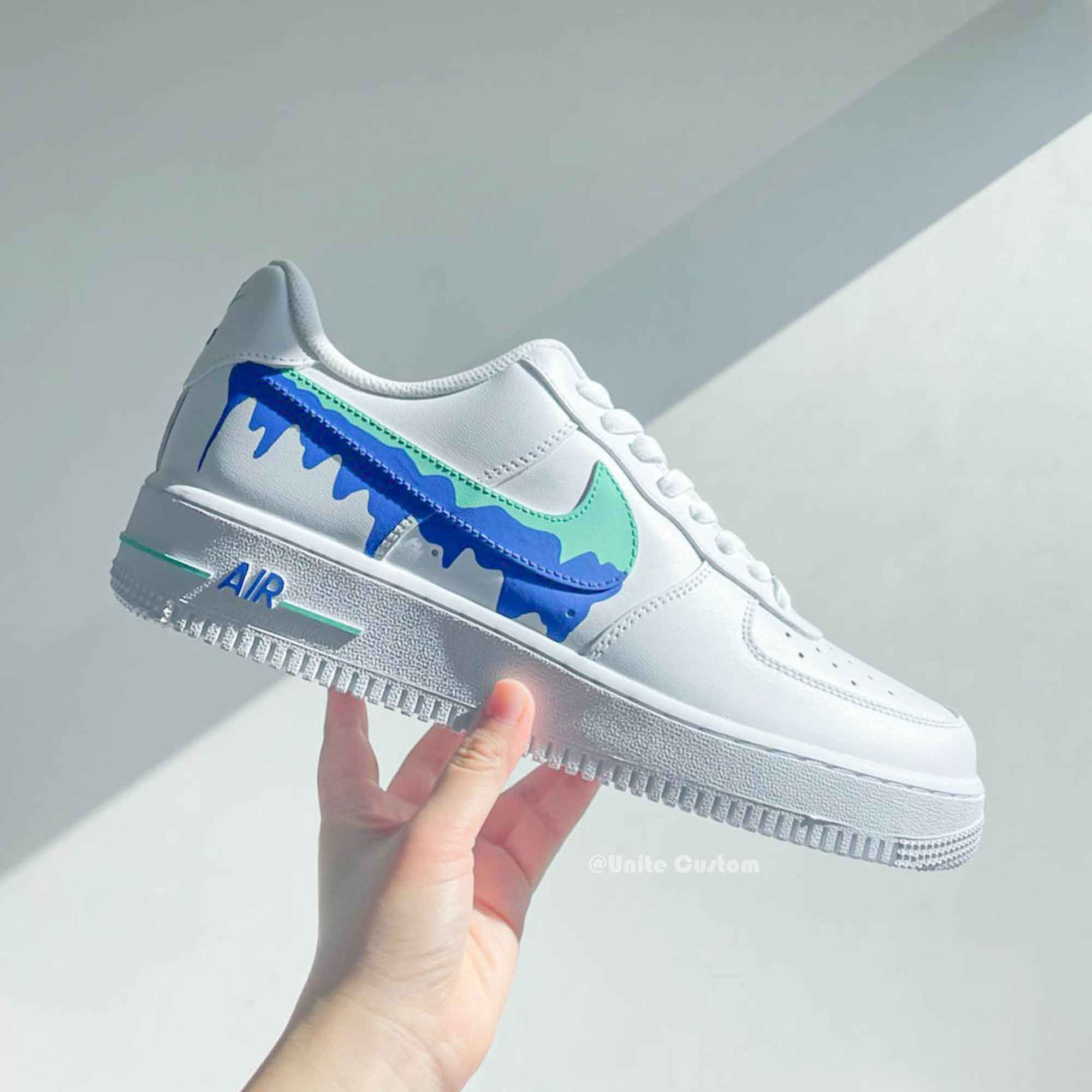 Blue Green Drip Custom Air Force 1-shecustomize