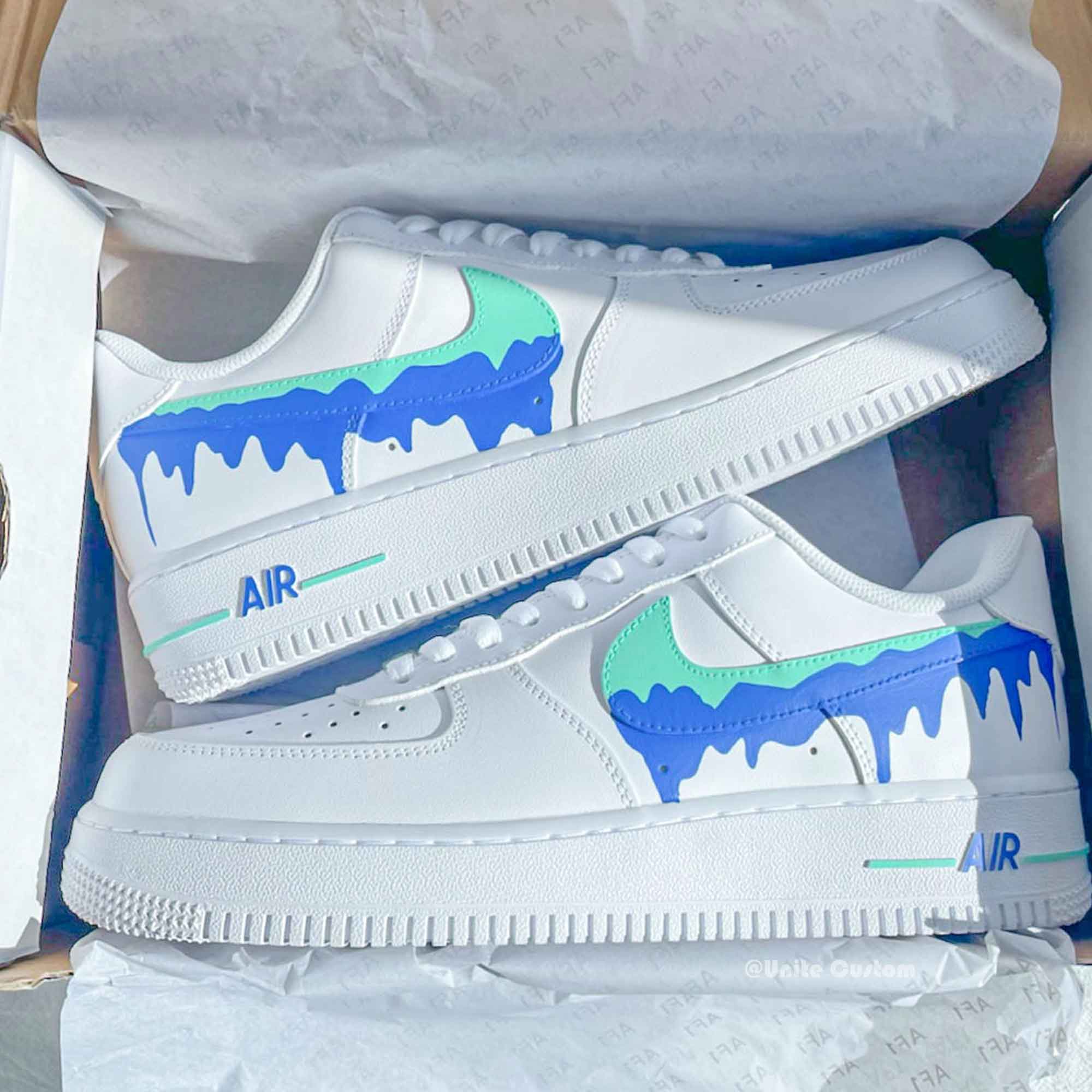 Blue Green Drip Custom Air Force 1-shecustomize