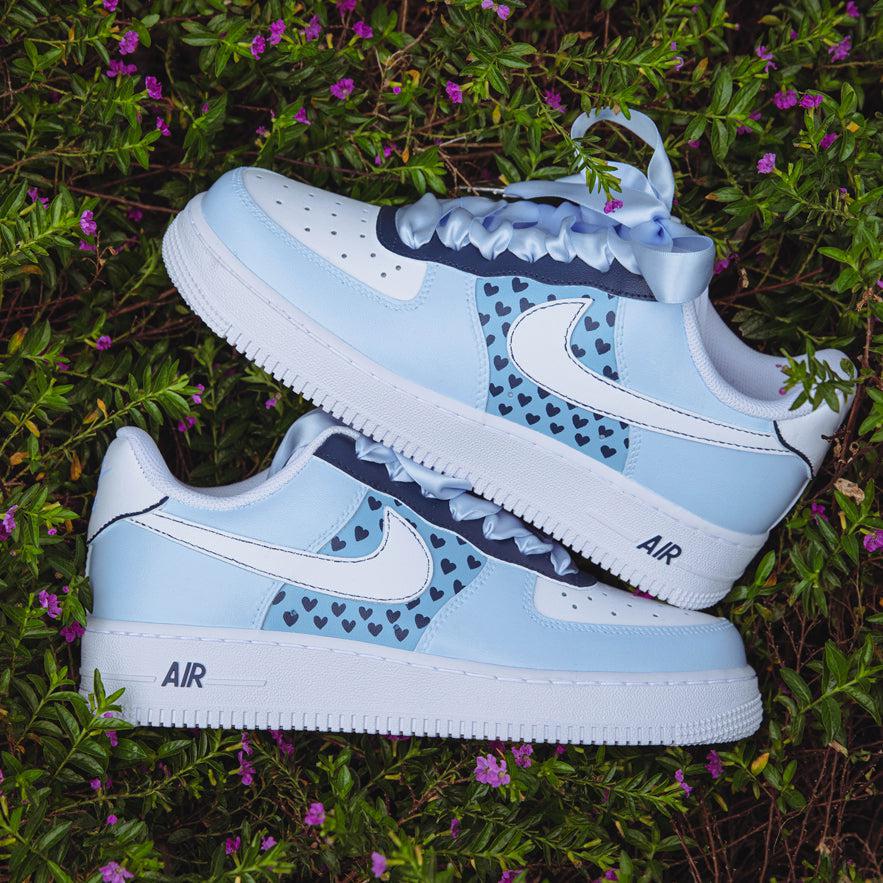 Blue Heart Ribbon Air Force 1s Custom Shoes Sneakers💙-shecustomize