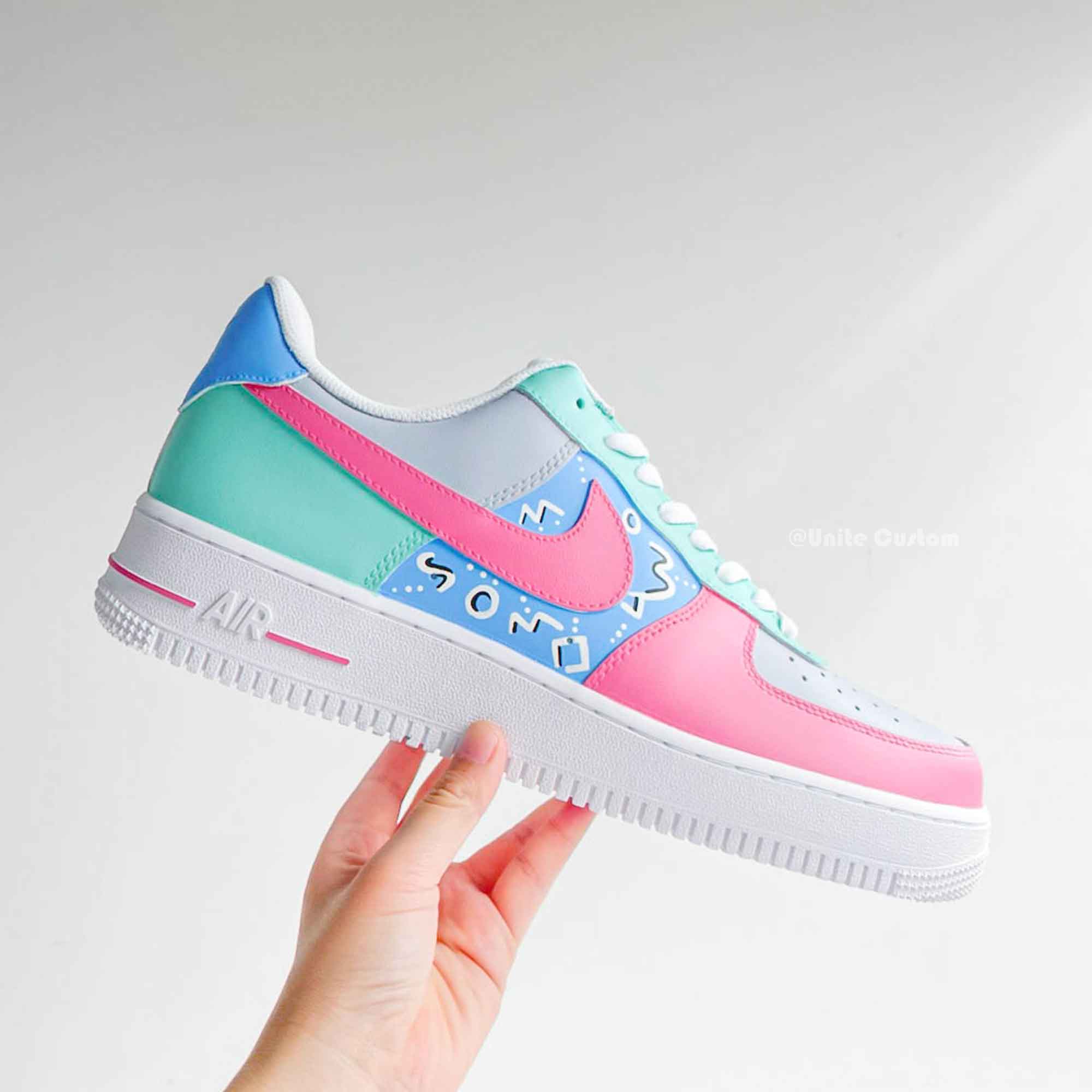 Blue Pink Green Custom Air Force 1-shecustomize