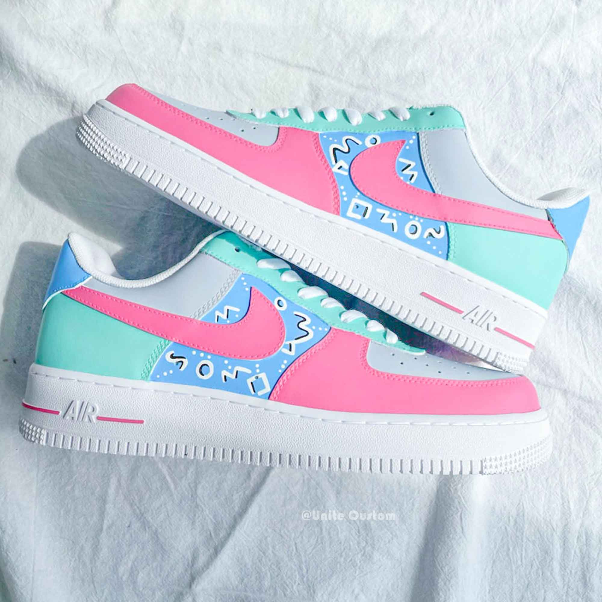 Blue Pink Green Custom Air Force 1-shecustomize