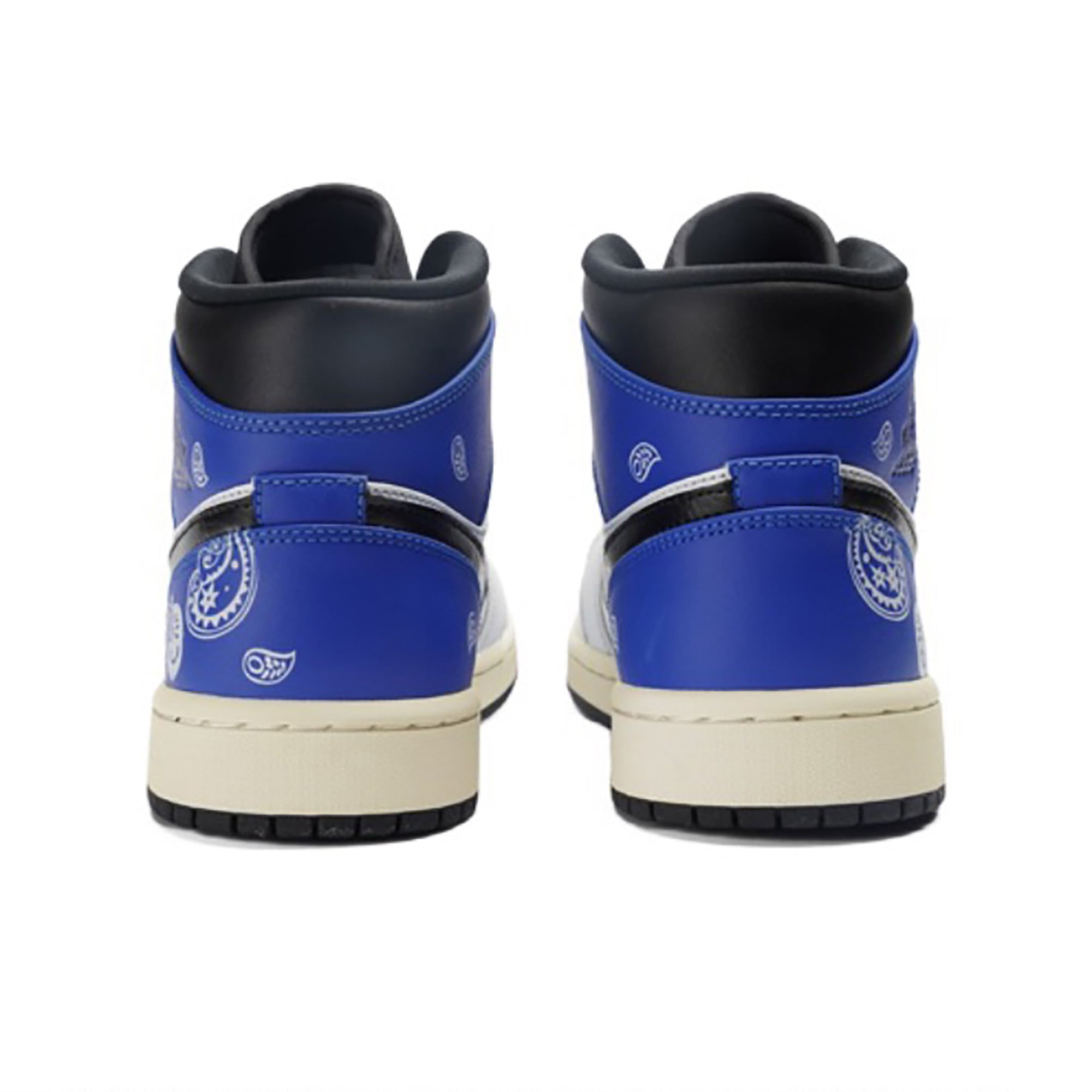 Blue White Paisley Custom Air Jordan 1 Mid-shecustomize