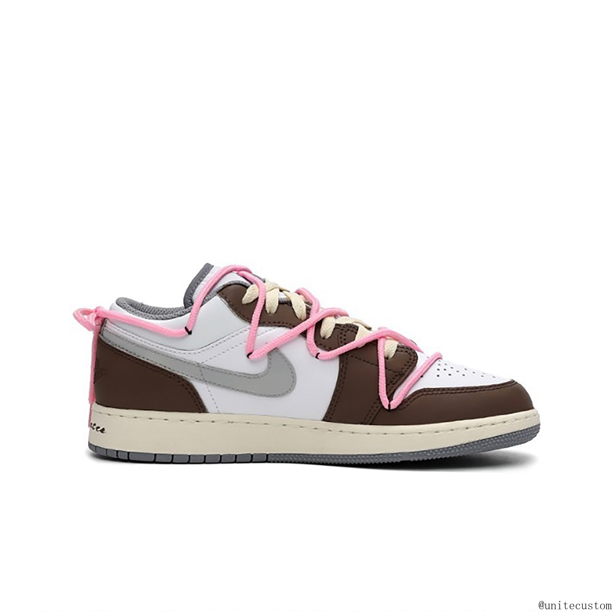 Brown White Pink Custom Air Jordan 1 Low-shecustomize