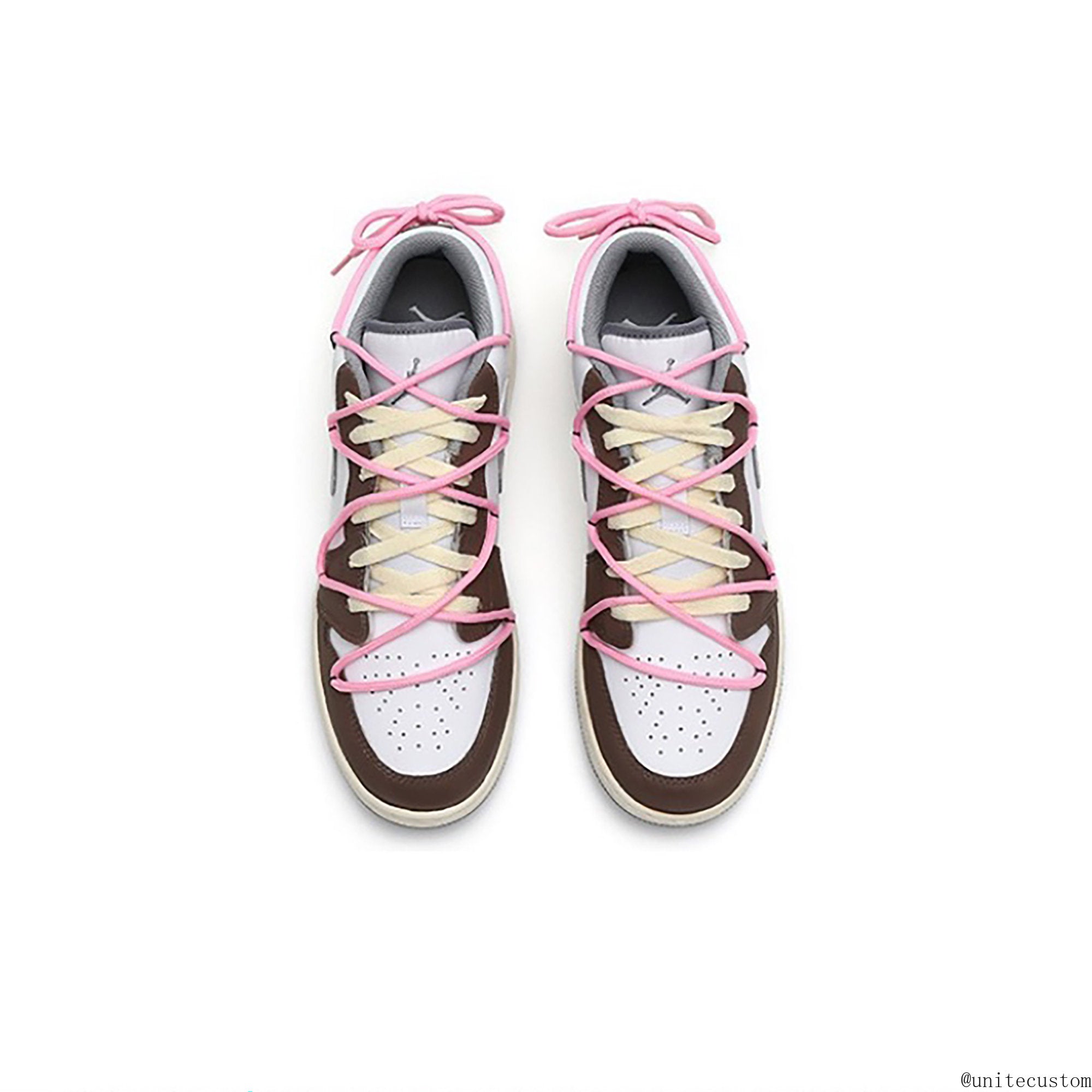 Brown White Pink Custom Air Jordan 1 Low-shecustomize