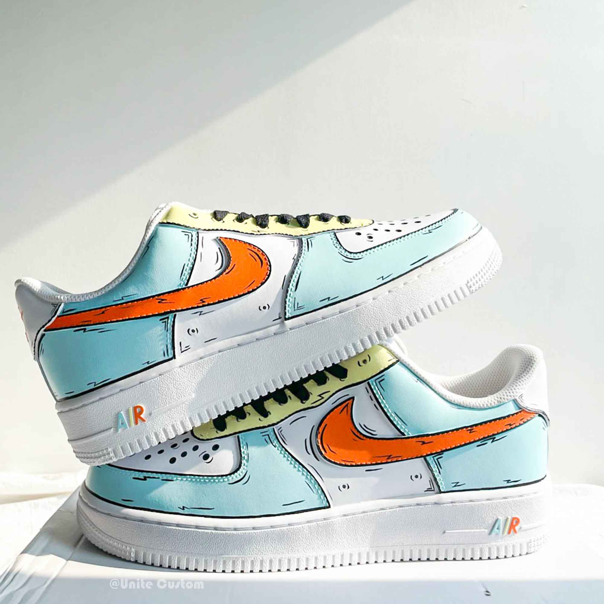 Cartoon Blue Orange Custom Air Force 1-shecustomize