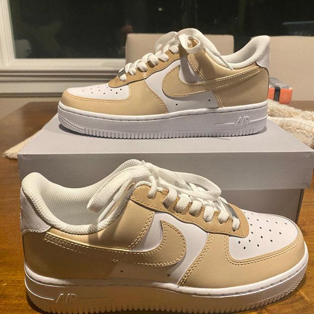 Cream Custom Air Force 1's-shecustomize