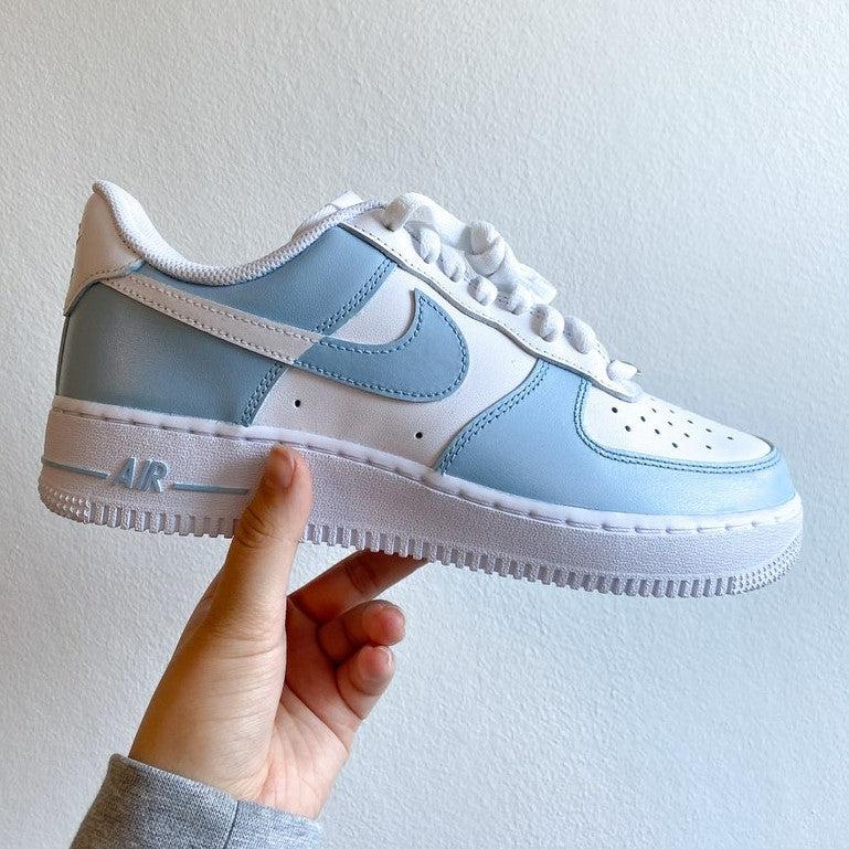 Custom Air Force 1 Baby Blue Colour Block-shecustomize