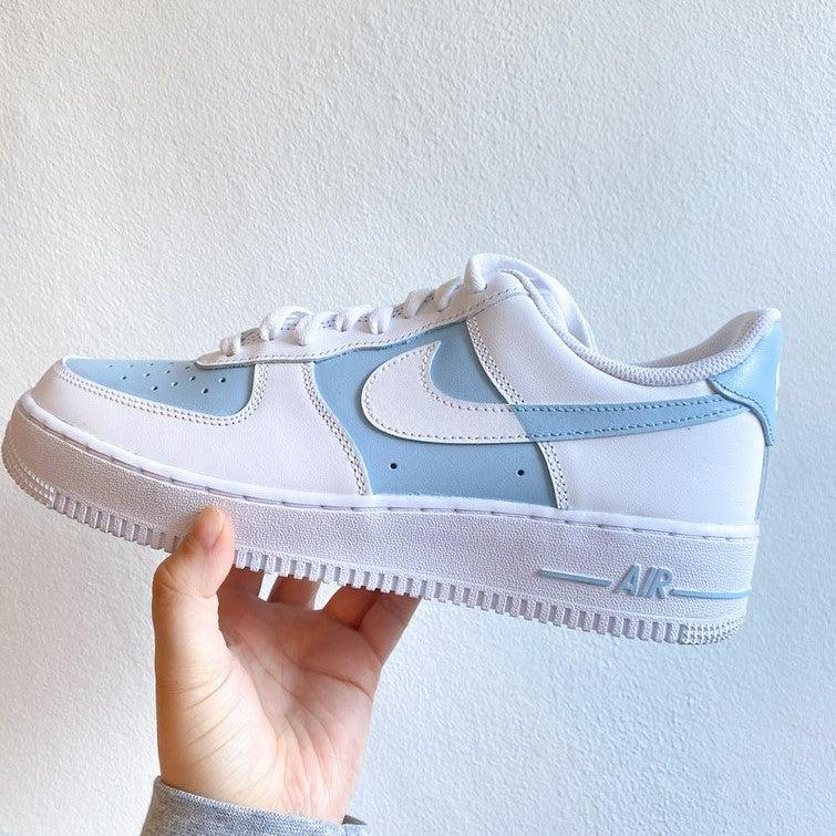 Custom Air Force 1 Baby Blue Colour Block-shecustomize