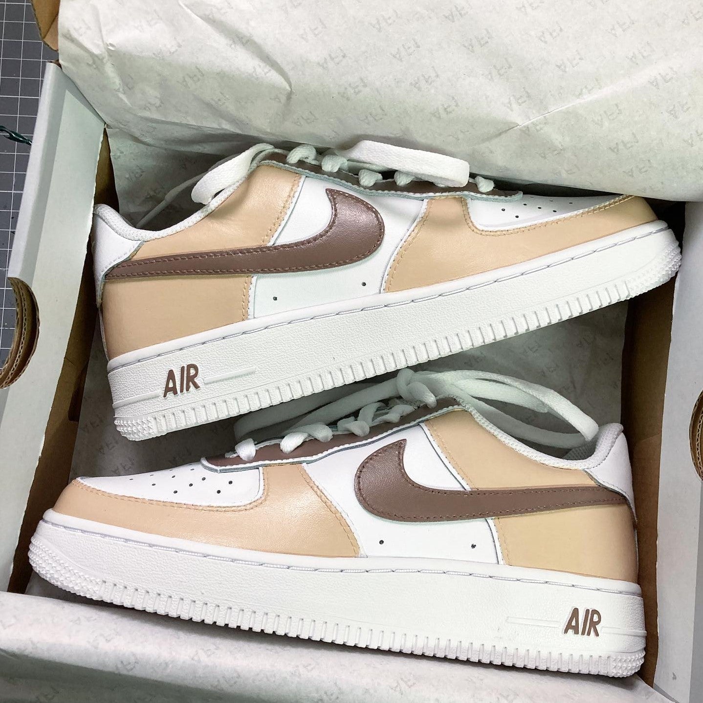 Custom Air Force 1 Beige Brown-shecustomize