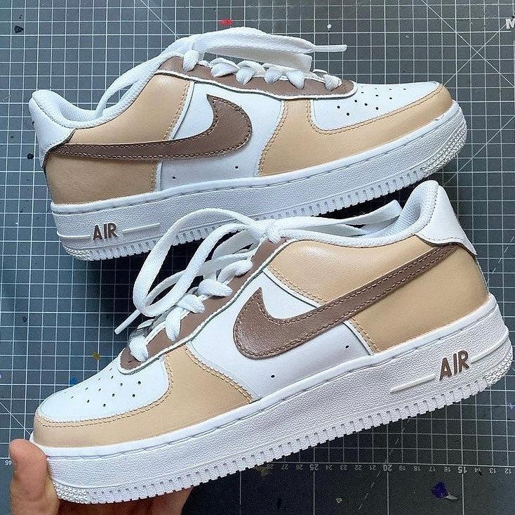 Custom Air Force 1 Beige Brown-shecustomize