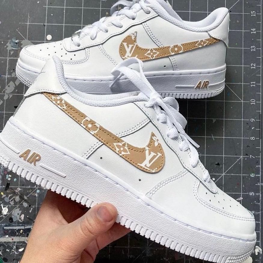 Custom Air Force 1 Beige Swoosh-shecustomize