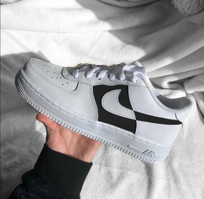 Custom Air Force 1 Block Black White-shecustomize