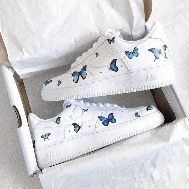 Custom Air Force 1 Butterflies Blue-shecustomize