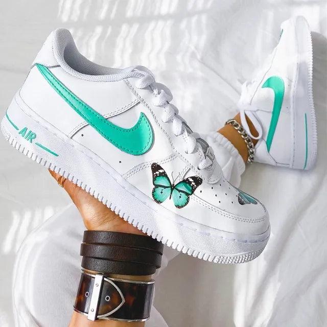 Custom Air Force 1 Butterfly Mint-shecustomize