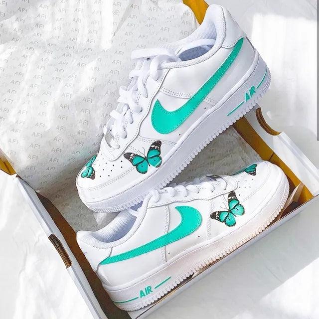 Custom Air Force 1 Butterfly Mint-shecustomize