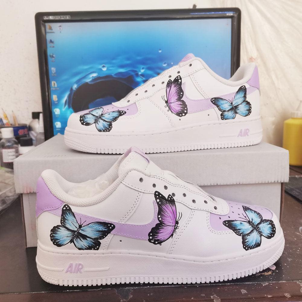 Custom Air Force 1 Butterfly Purple Blue-shecustomize